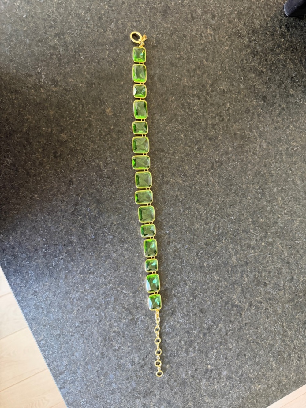 J Crew Green Crystal Square Link Necklace — Women Jewelry